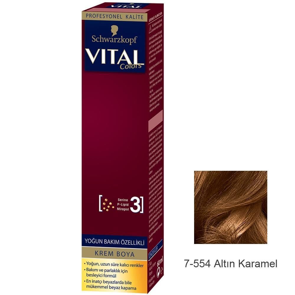 Vital Tüp Saç Boyası 7.554 Atın Karamel + Oksidan Sıvı 50 Ml