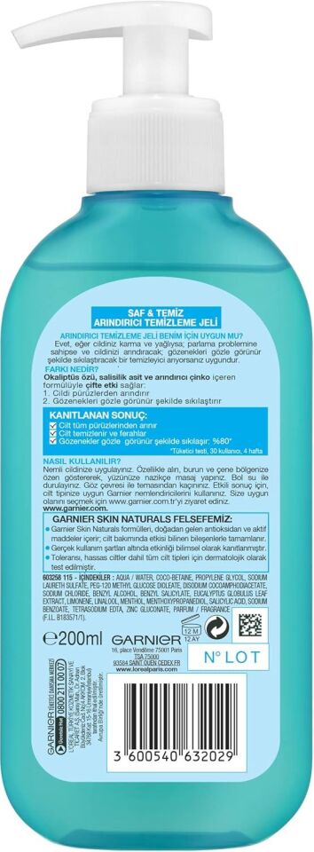 Garnier Saf Temiz Arındırıcı Temizleme Jeli 200 Ml