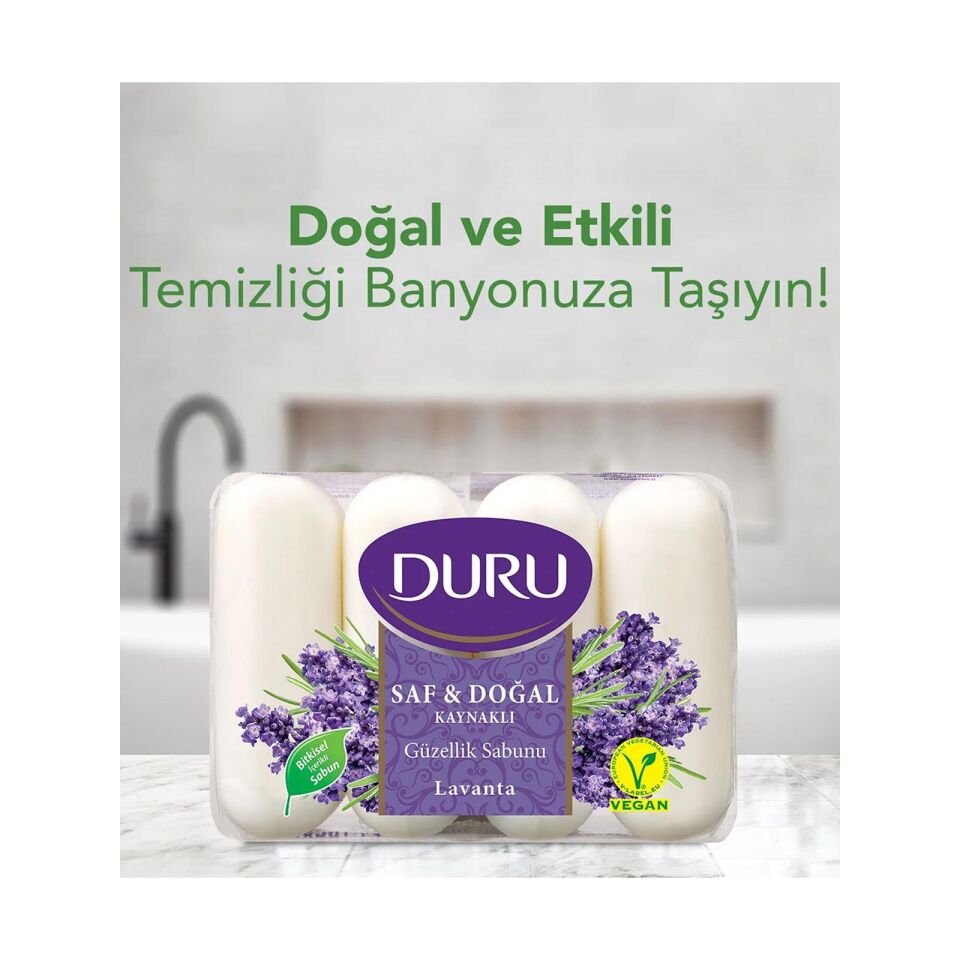 Duru Saf ve Doğal 4 lü Sabun Lavanta Özlü Güzellik Sabunu 280 Gr ( 4x 70 gr )