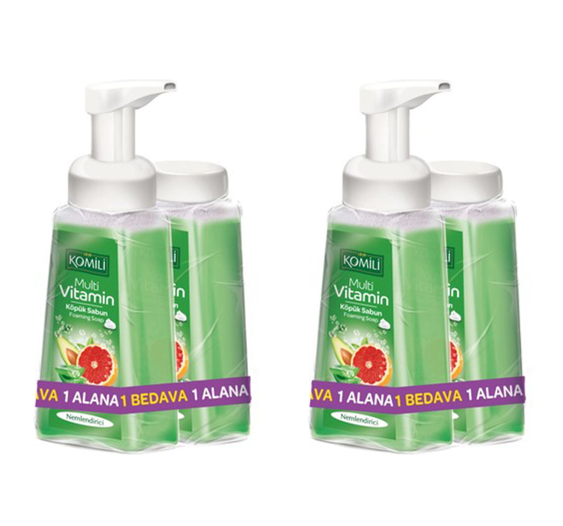 2 Adet X Komili Köpük Sabun Nemlendirici 250 Ml + 250 Ml Yedekli Avokado - Nar
