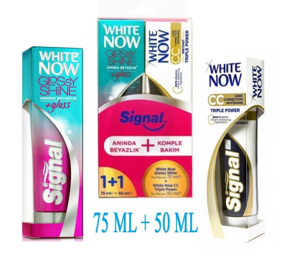 Signal White Now Glossy Shine Diş Macunu 75 ml + 50 ml CC Hediye
