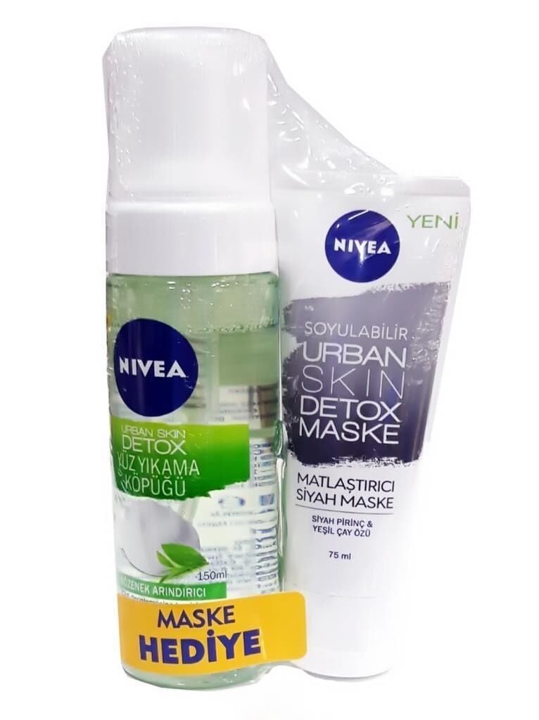 Nivea Urban Detoks Mat Siyah Maske 75 ml + Yüz Yıkama Köpüğü 150 ml