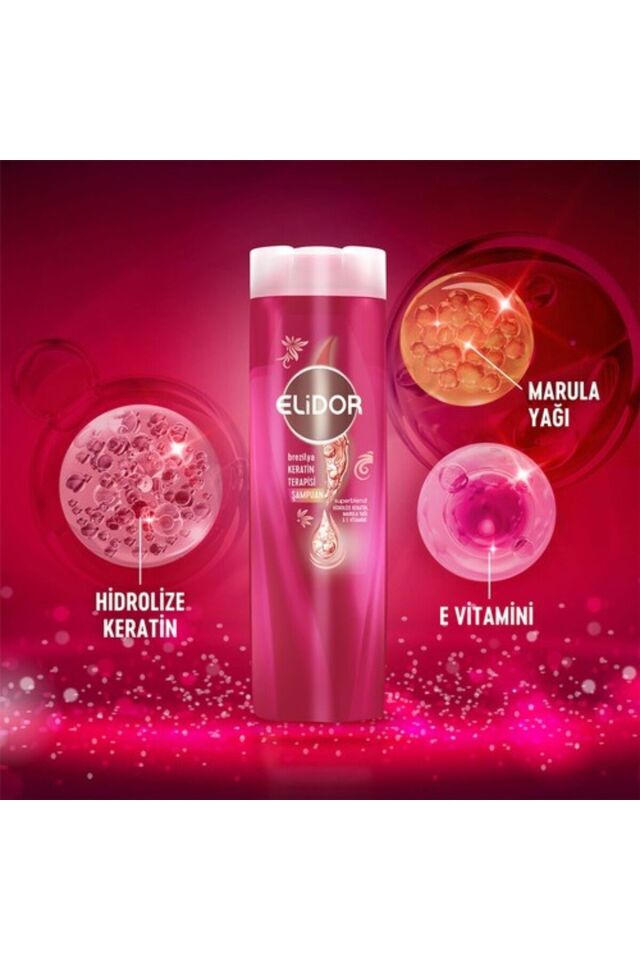Elidor Saç Bakım Şampuanı Brezilya Keratin Terapisi Hidrolize Keratin Marula Yağı E Vitamini 400 ml