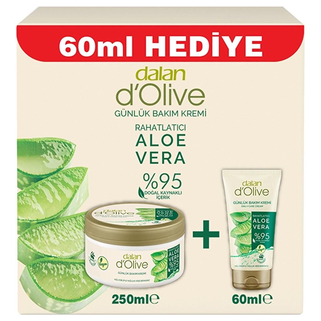 Dalan Aloe Vera 250 Ml + 60 Ml El ve Vücut Nemlendirici Bakım Krem Kavanoz