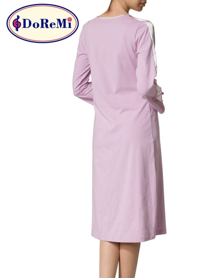 Pierre Cardin DoReMi Uzun Kollu Penye Gecelik Lila S-M -  - 002-000328