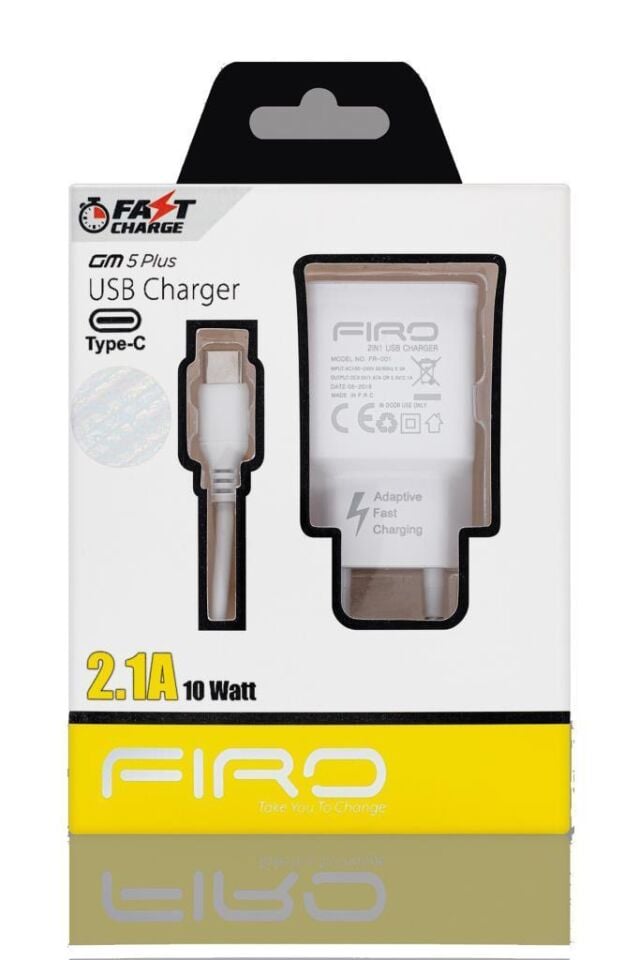 FIRO Micro Usb Kablolu Type-C Geniş Şarj Cihazı 2.1A Güçlü Hızlı Şarj 10 Watt