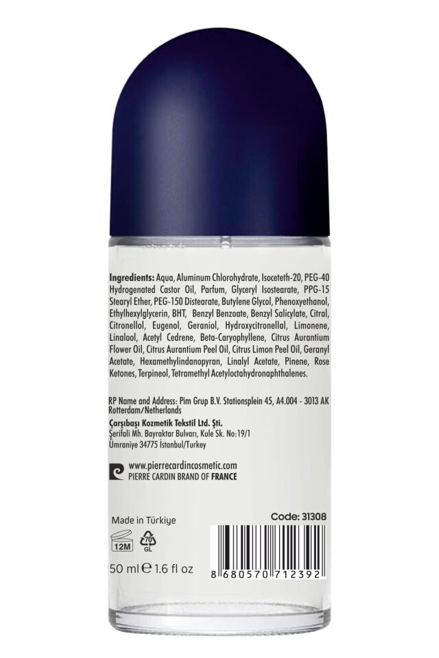 Pierre Cardin Roll-on Erkek Deodorant Ter Kokusu Önleyici Leke Bırakmayan 48 Saat Anti-perspirant Koruma – Aquapower Su Gücünün Ferahlığı 50 ml-31308