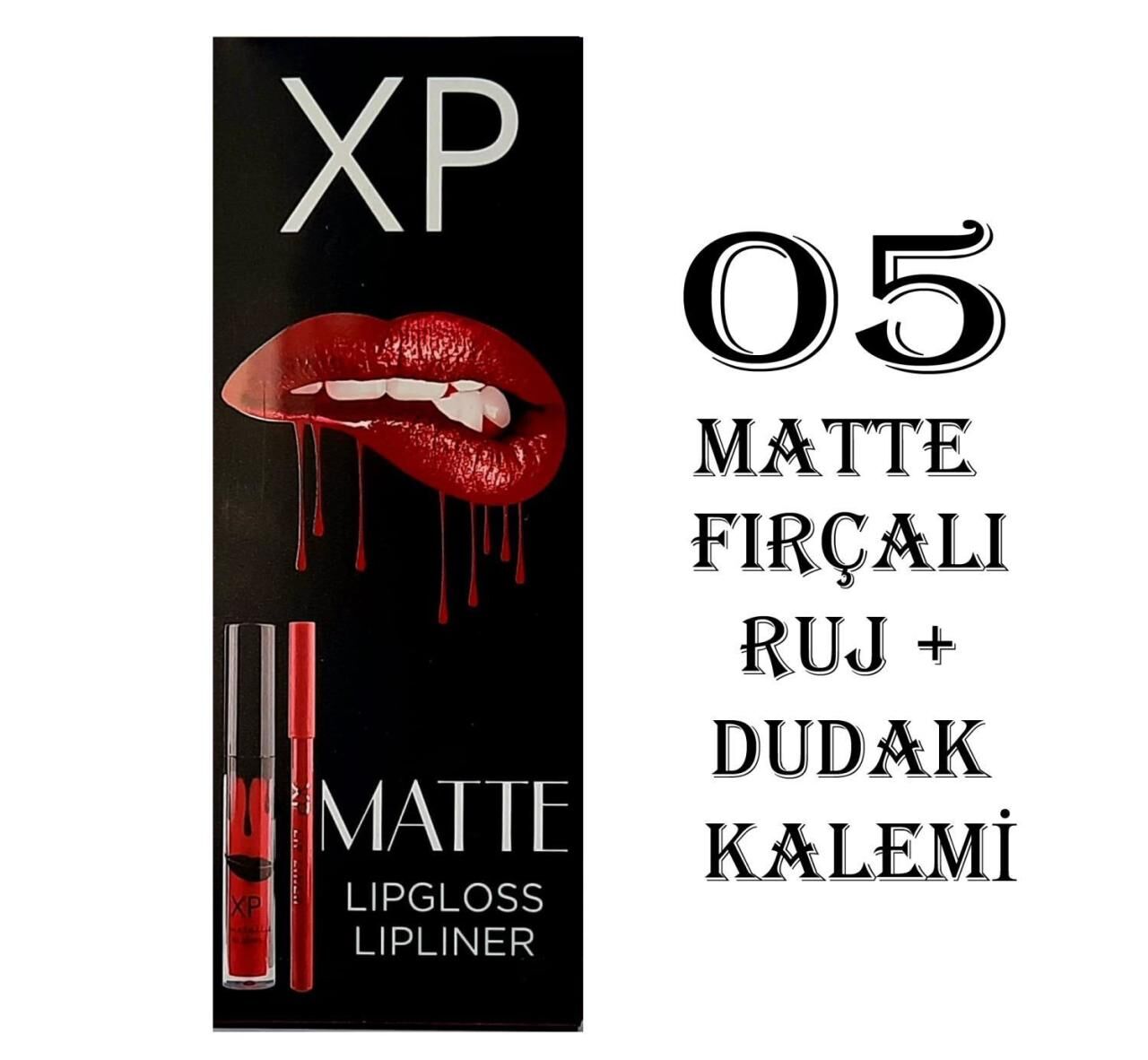 XP Matte Lip Gloss 05 Fırçalı Mat Ruj + Dudak Kalemi