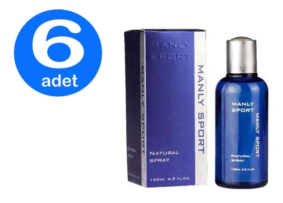 6 x Manly Sport 125 Ml Mavi Erkek Parfümü
