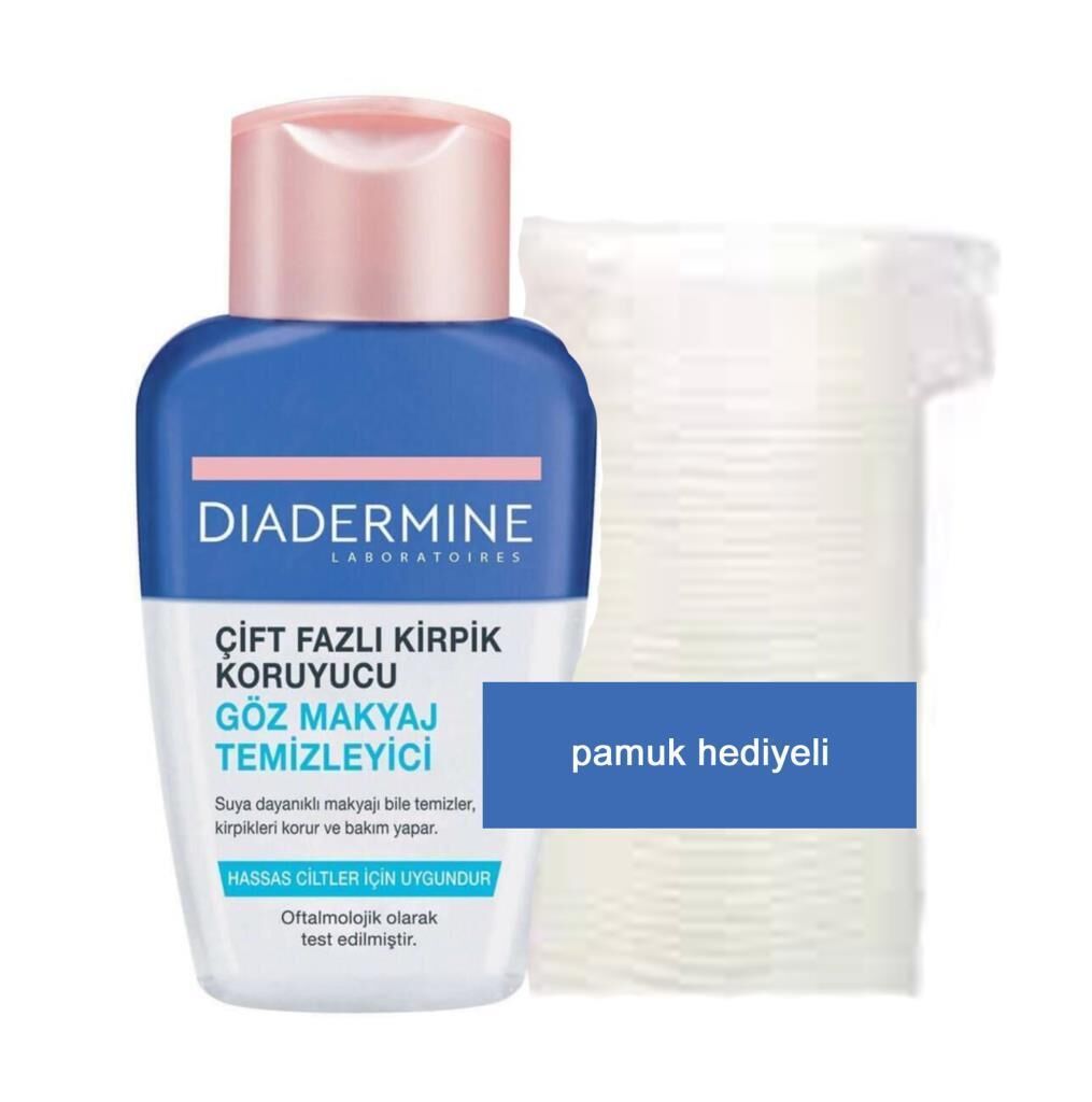 Diadermine Çift Fazlı Göz Makyaj Temizleyici+pamuk