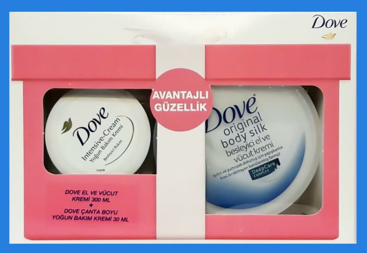 Dove Body Silk Original 300 Ml + 30 Ml Intensive Tbox Kutu