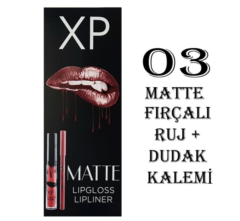 XP Matte Lip Gloss 03 Fırçalı Mat Ruj + Dudak Kalemi