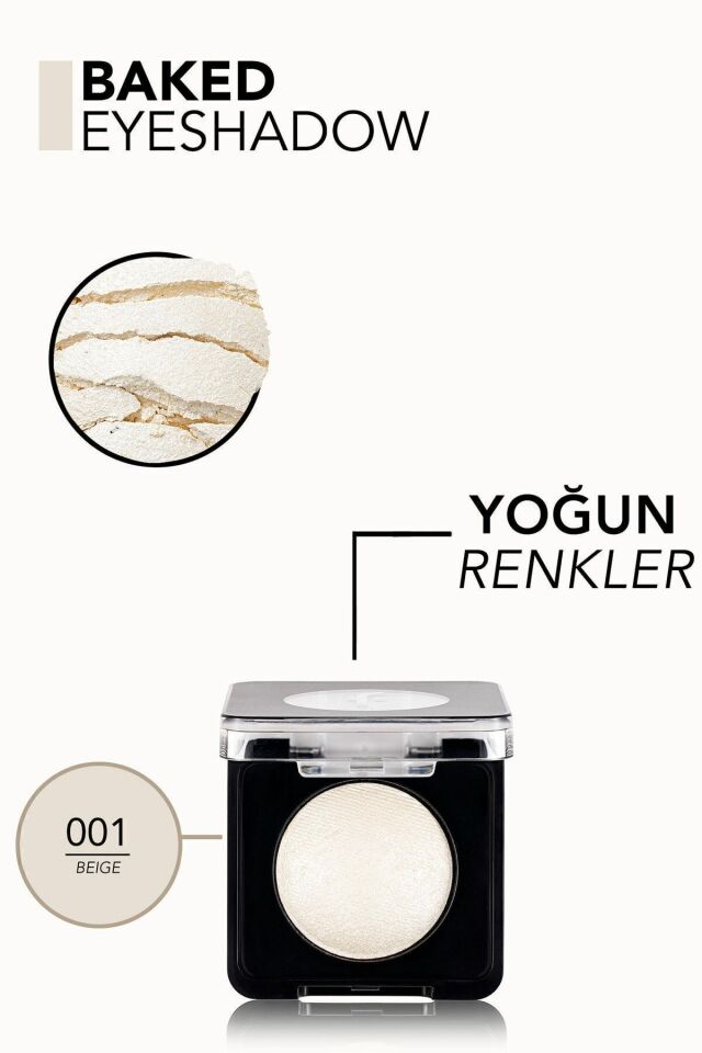 Flormar Yoğun Işıltılı Göz Farı - 001 Beige - Baked Eyeshadow - 8682536052344