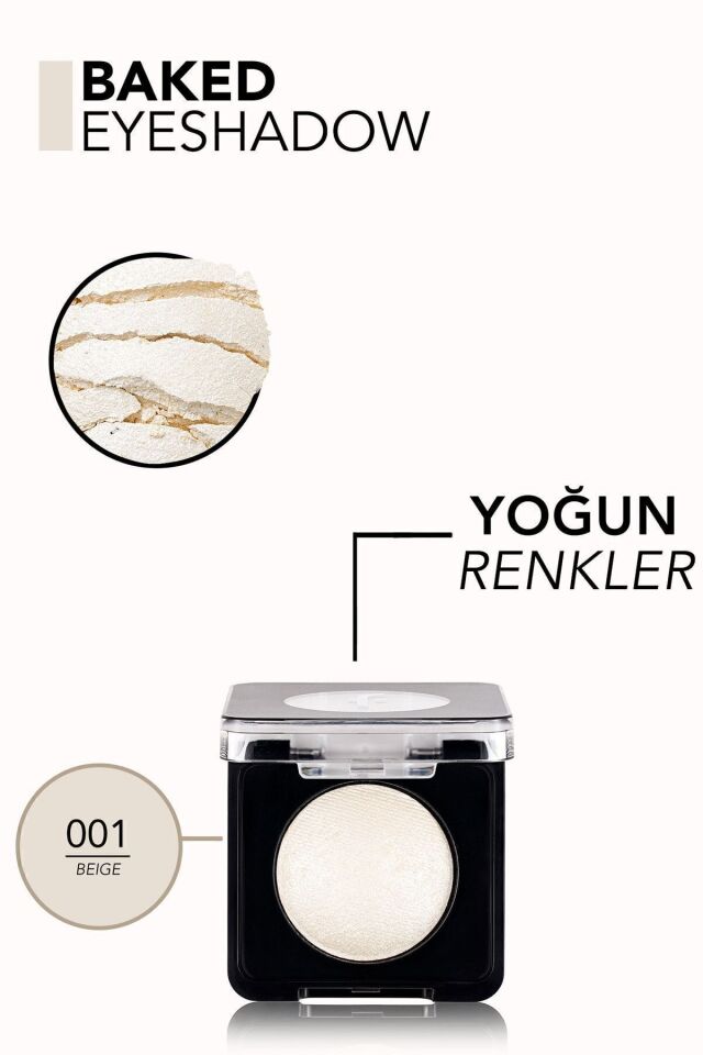 Flormar Yoğun Işıltılı Göz Farı - 001 Beige - Baked Eyeshadow - 8682536052344