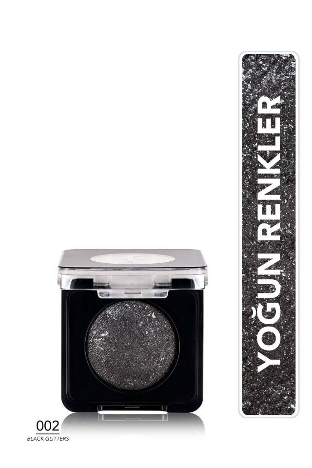 Flormar Yoğun Işıltılı Göz Farı - 002 Black Glitters- Baked Eyeshadow - 8682536052368