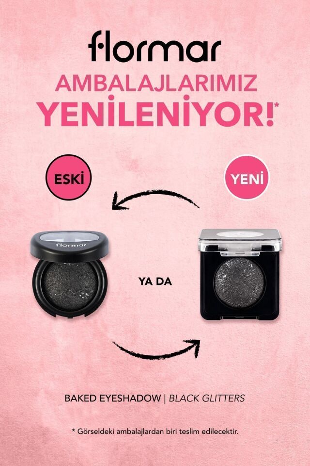 Flormar Yoğun Işıltılı Göz Farı - 002 Black Glitters- Baked Eyeshadow - 8682536052368