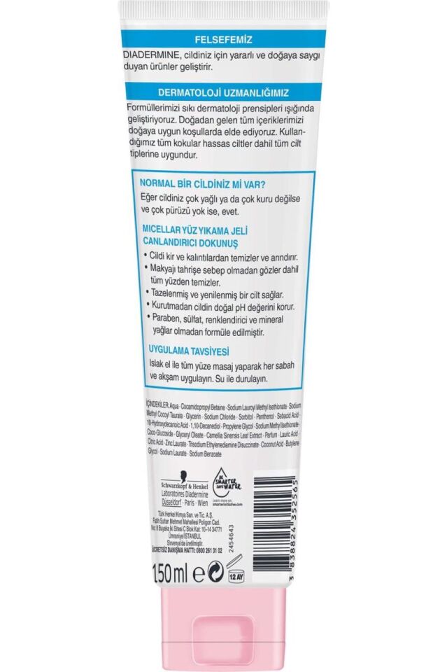 Dıadermıne Mıcellar Yüz Yıkama Jeli Canlandırıcı Dokunuş 150 Ml