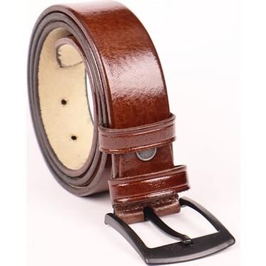 Karalı Düz Taba Kösele Deri Kemer 4 cm Unisex - 3171 - 3