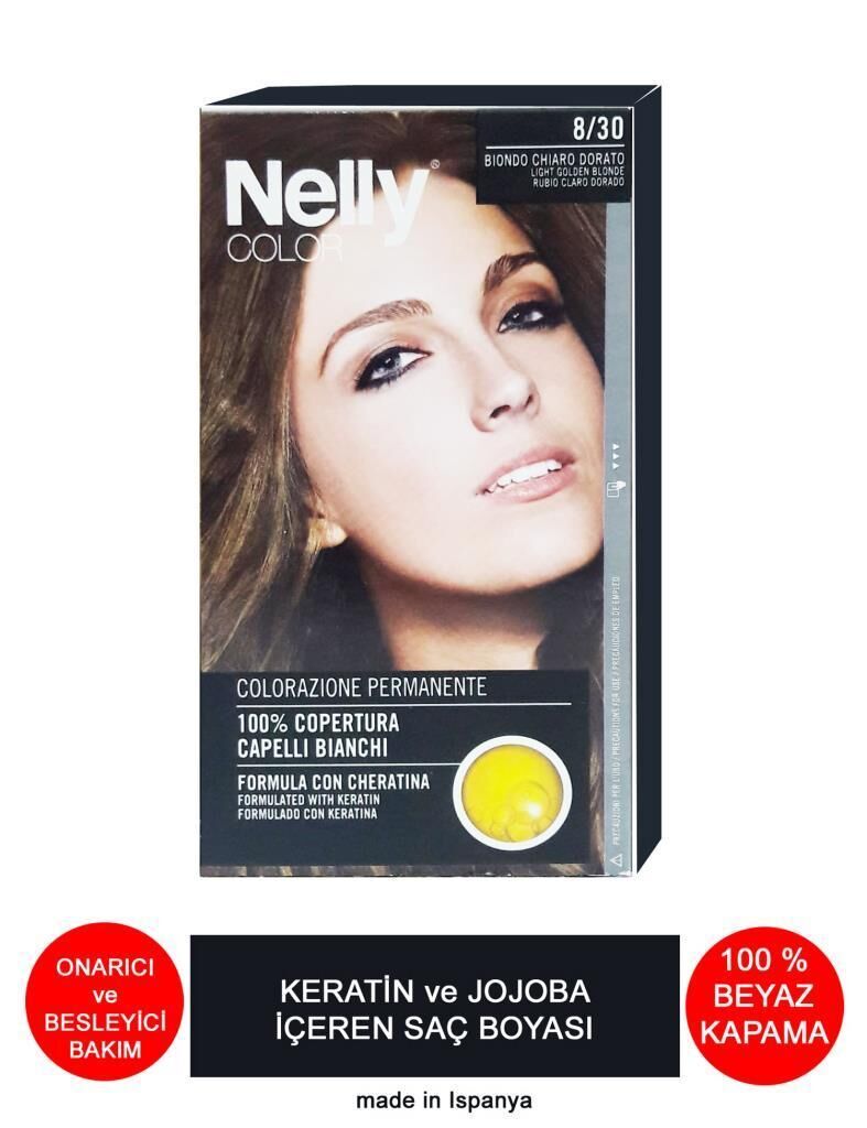 Nelly Jojoba ve Keratinli Saç Boyası 8.30 Açık Altın Sarı