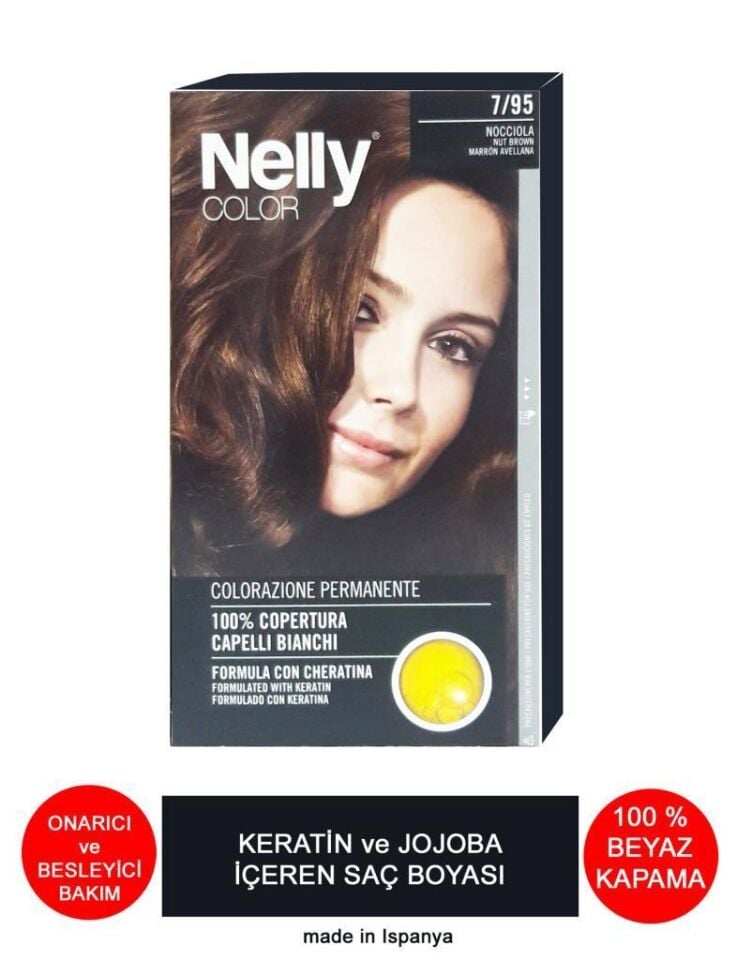Nelly Jojoba ve Keratinli Saç Boyası 7.95 Fındık Kabuğu