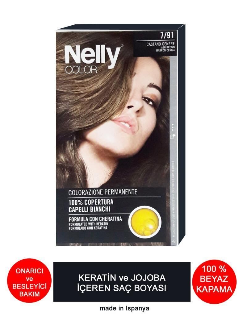 Nelly Jojoba ve Keratinli Saç Boyası 7.91 Küllü Kumral