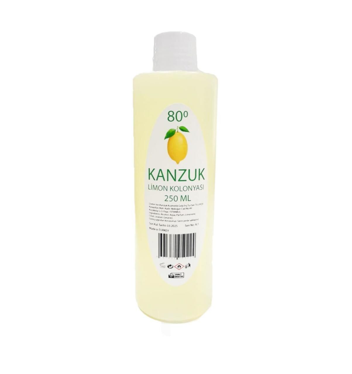 Kanzuk Limon Kolonyası 250 Ml 80 Derece