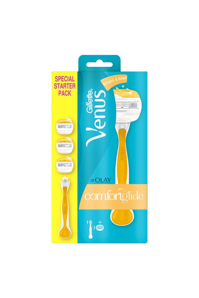 Gillette Venüs Venus Comfortglide Olay Krem Barlı Kadın Tıraş Makinesi + 3 Yedek Tıraş Bıçağı