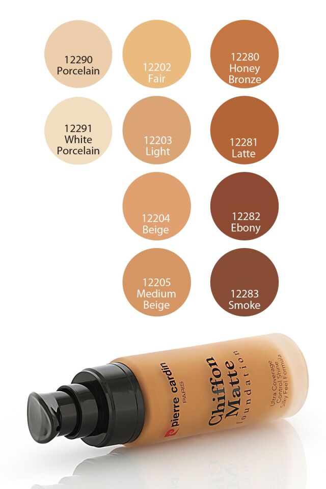 12291- Pierre Cardin Chiffon Touch Mat Görünüm Veren Fondöten-Porcelain-777