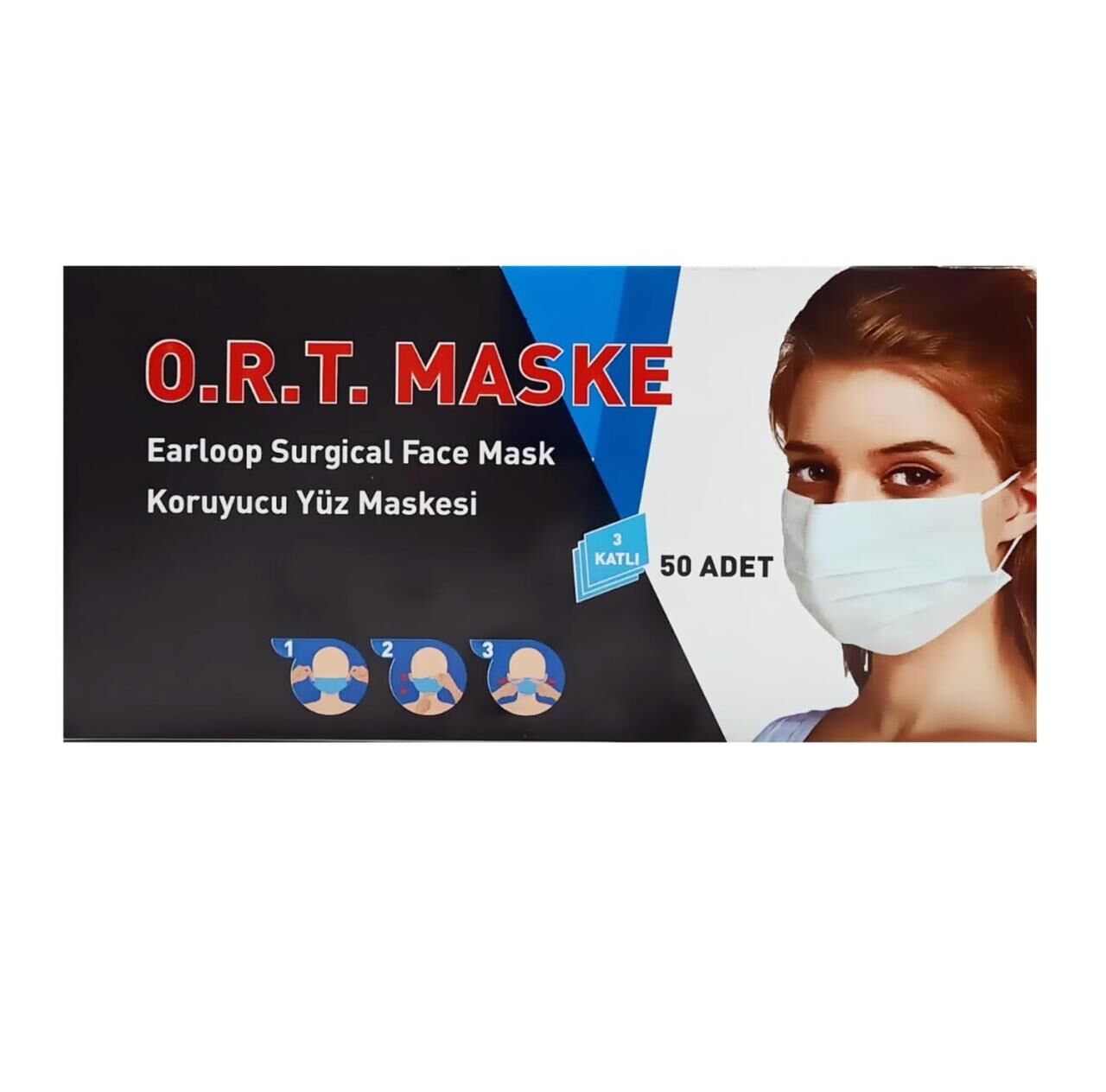 O.R.T Lastikli Telli Cerrahi Yüz ve Ağız Maskesi 50 li Toz Pembe