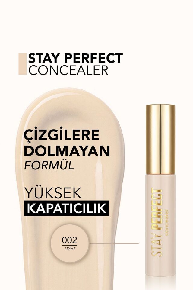Flormar Likit Kapatıcı 002 Light Stay Perfect Yüksek Pigmentli & Yarı Mat Bitişli Concealer