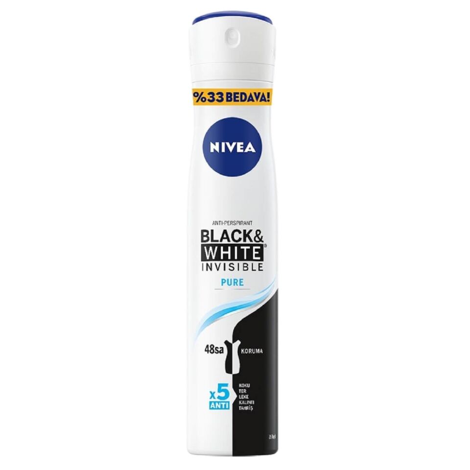Nivea Deodorant 200 ml Kadın Black&White Invisible Pure