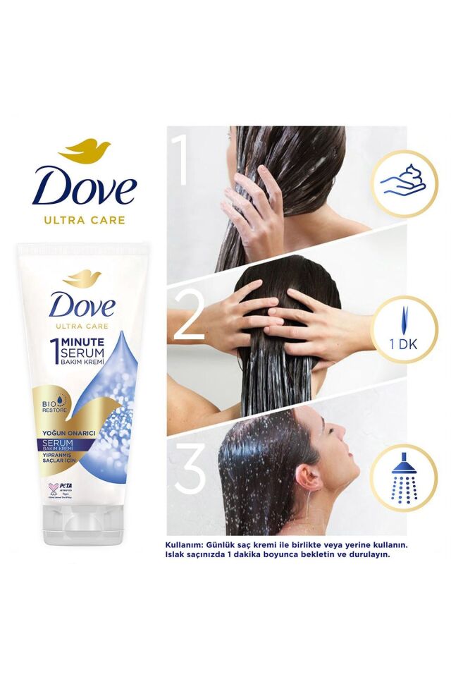 Dove Ultra Care 1 Minute Serum Saç Bakım Kremi Yoğun Onarıcı 170 ml