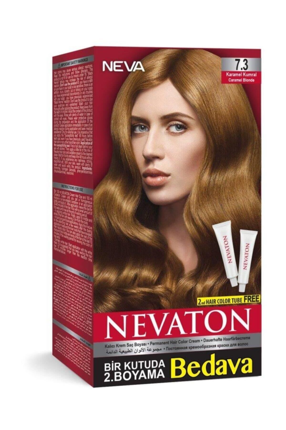 Nevaton 7.3 Karamel Kumral Saç Boyası Seti 1 Kutuda 2 Boyama