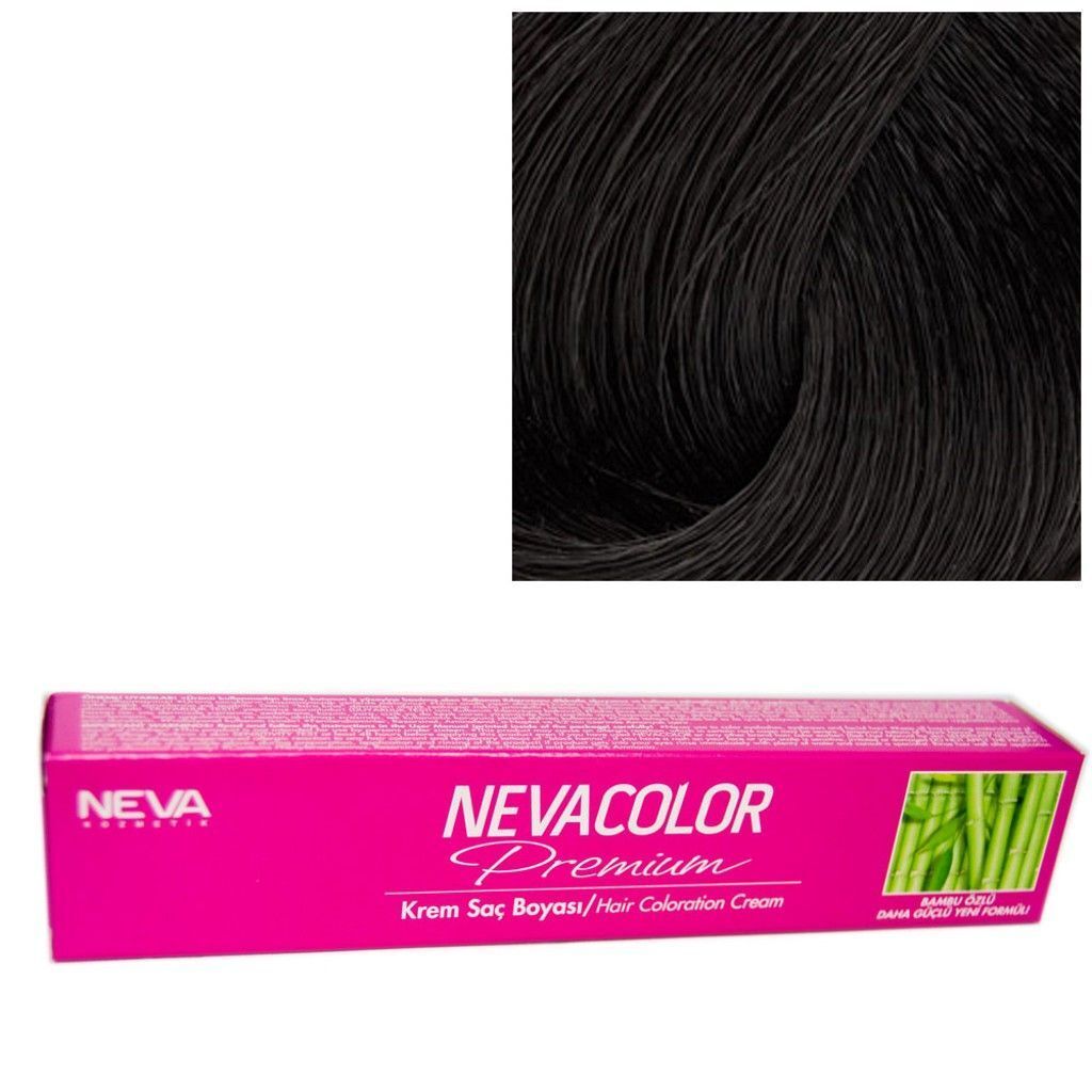 Neva Color Tüp Saç Boyası 1 Siyah 50 Gr + Oksidan Sıvısı 50 Ml