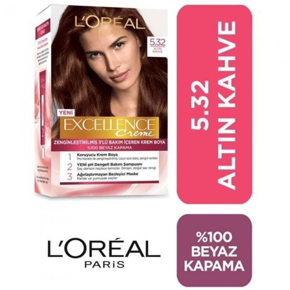 Loreal Excellence 5.32 Altın Kahve Saç Boyası