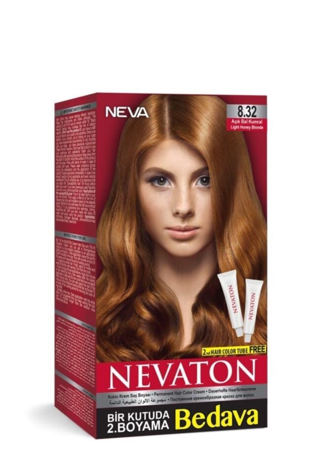 Nevaton 8.32 Açık Bal Kumral Saç Boyası Seti 1 Kutuda 2 Boyama