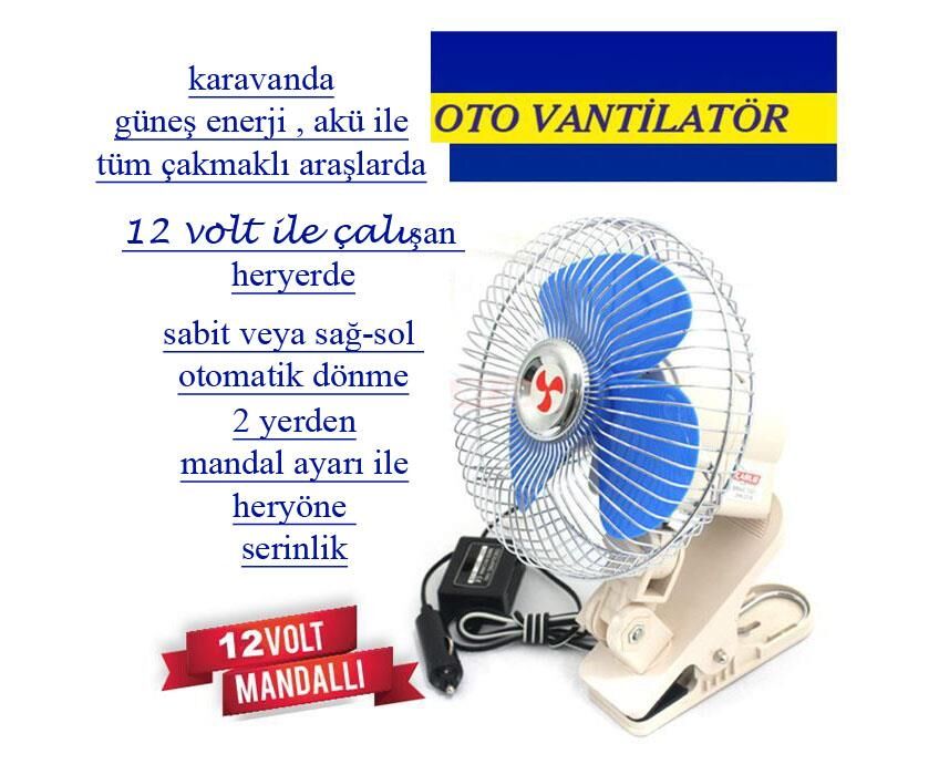 Sun Mild Araç Vantilatörü 10'' 12v Mandallı Metal