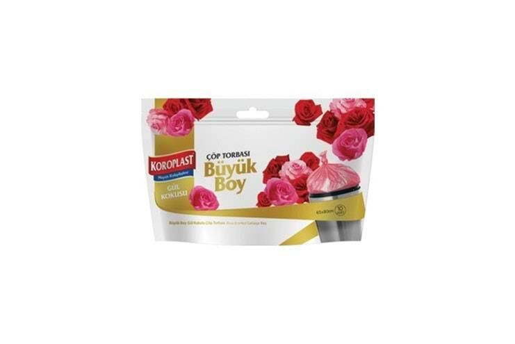 Koroplast Çöp Torbası 10 Adet Büyük Gül Kokulu 65 x 80 cm