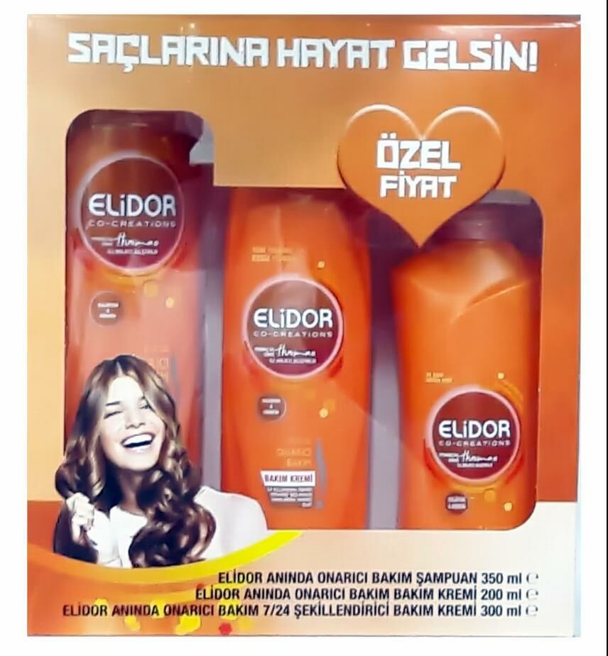Elidor Anında Onarıcı Bakım Set 300ml 7/24 + 350 ml Şampuan + Saç Kremi 200 ml