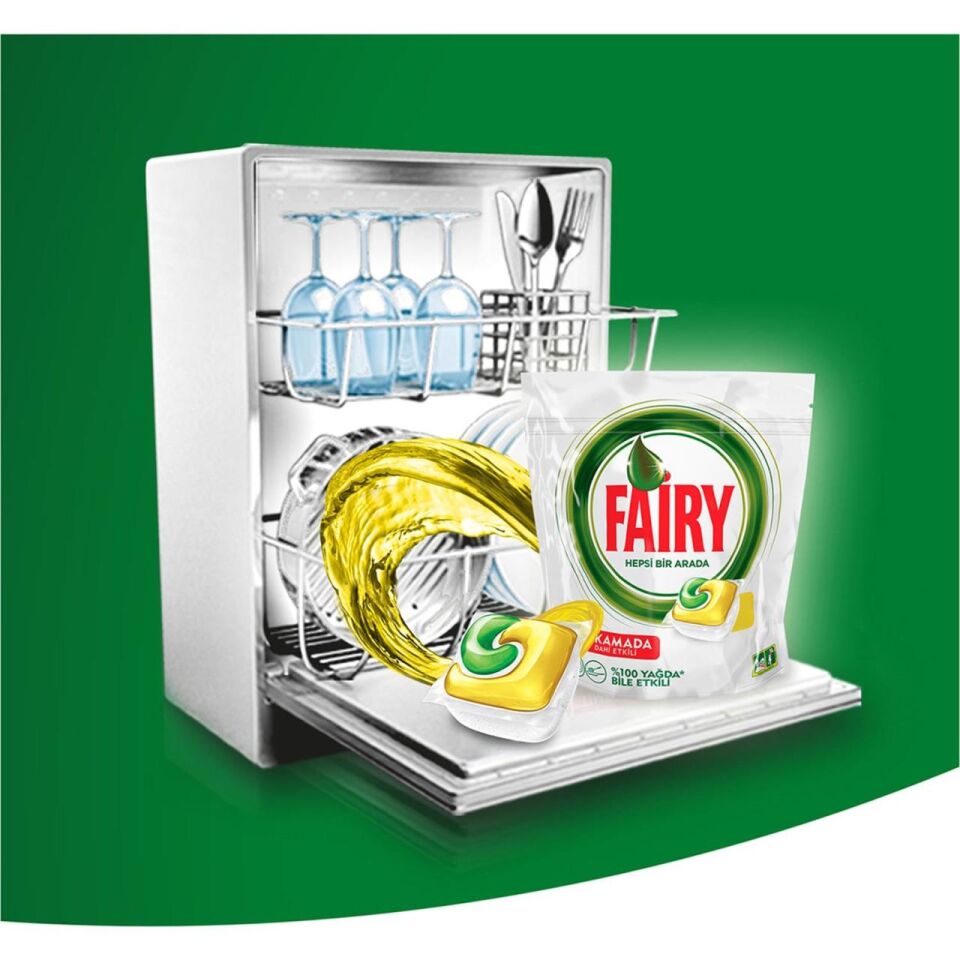 Fairy 36 Yıkama Deterjanı Kapsülü Hepsi Bir Arada Bulaşık Makinesi İçin Limon Kokulu