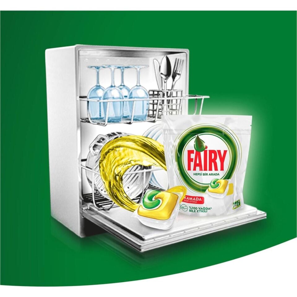 Fairy 36 Yıkama Deterjanı Kapsülü Hepsi Bir Arada Bulaşık Makinesi İçin Limon Kokulu