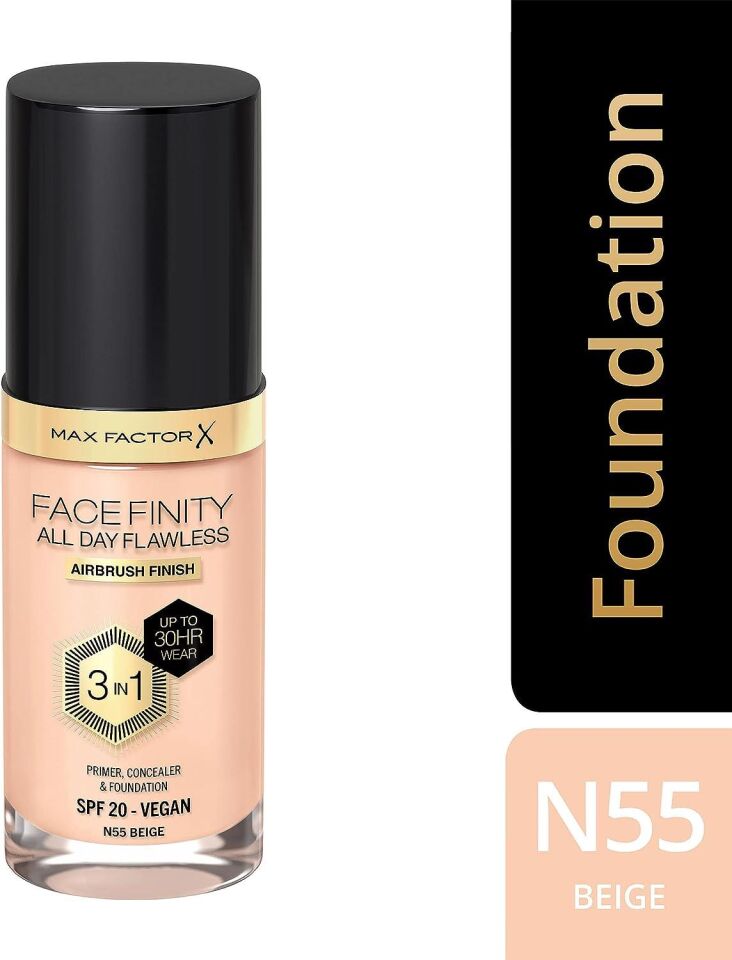 Max Factor Fondöten 55 Beige FaceFinity All Day Flawless 3N 1 - SPF20 - 30HR