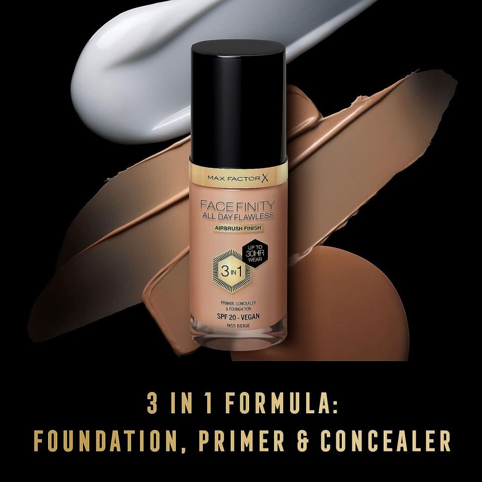Max Factor Fondöten 55 Beige FaceFinity All Day Flawless 3N 1 - SPF20 - 30HR