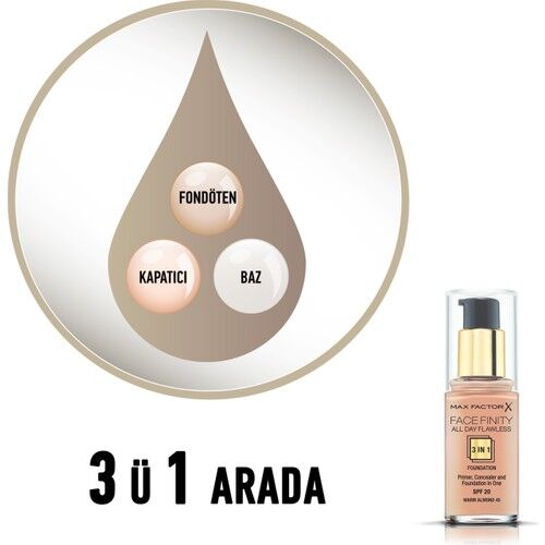 Max Factor Fondöten 45 Warm Almond FaceFinity All Day Flawless 3N 1
