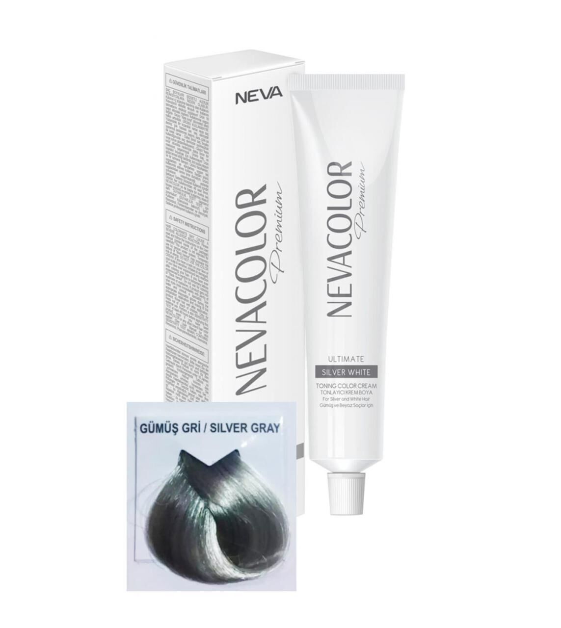Neva Color Tüp Saç Boyası 0.01 Yoğun Gümüş Gri + Oksidan Sıvısı 50 Ml
