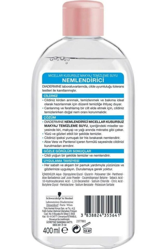 Diadermine 400 Ml Nemlendirici Micellar Kusursuz Makyaj Temizleme Suyu