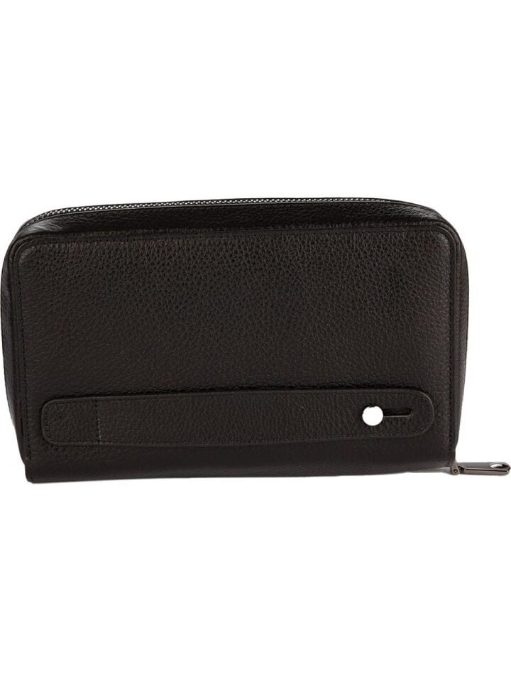 Karalı Siyah Deri Cüzdan Unisex - BC420-1