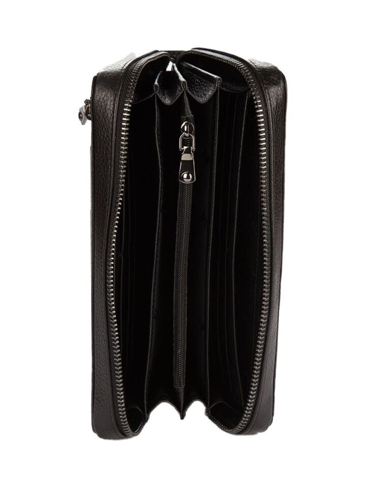 Karalı Siyah Deri Cüzdan Unisex - BC420-1
