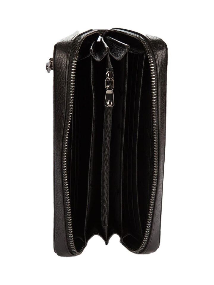 Karalı Siyah Deri Cüzdan Unisex - BC420-1