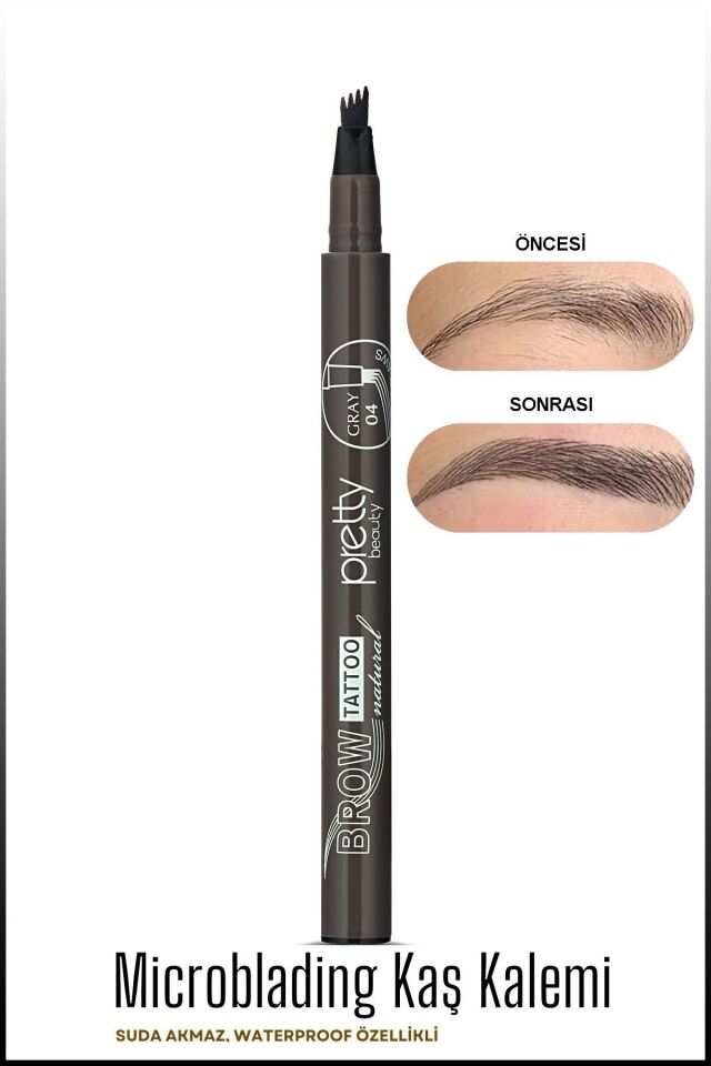Pretty Kaş Kalemi 04 - Doğal Siyahımsı Gri Tattoo Suya Dayanıklı Likit Pencıl